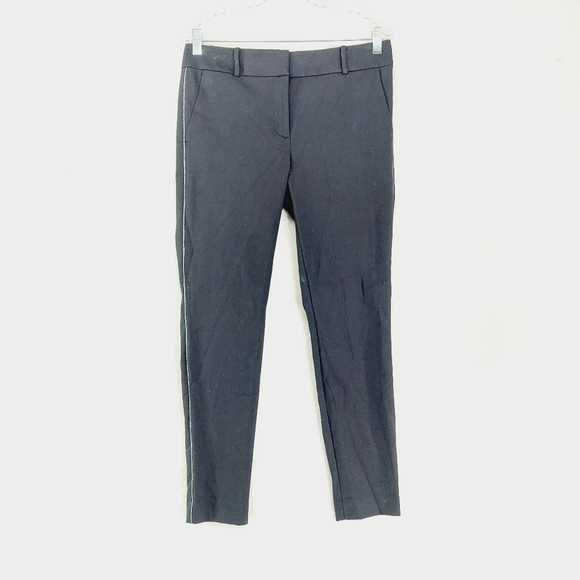 Loft Skinny Cotton Blend Black with White Stripe Flat Front Pants P2982 - Picture 1 of 9